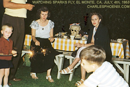 Charles Phoenix's Slide of the Week: Watching Sparks Fly, El Monte, CA, 4th of July, 1953