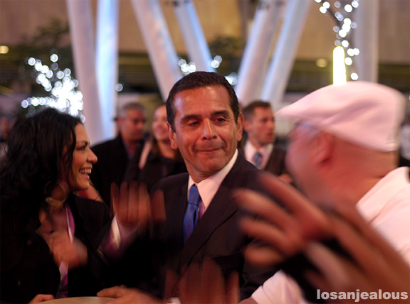 And Now, A Photo of Mayor Villaraigosa Jamming On Congas With Sheila E. At LA Live 